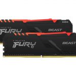 رم دسکتاپ DDR4 کینگستون 3200MHz مدل Kingston Fury Beast RGB ظرفیت 2×8 گیگابایت