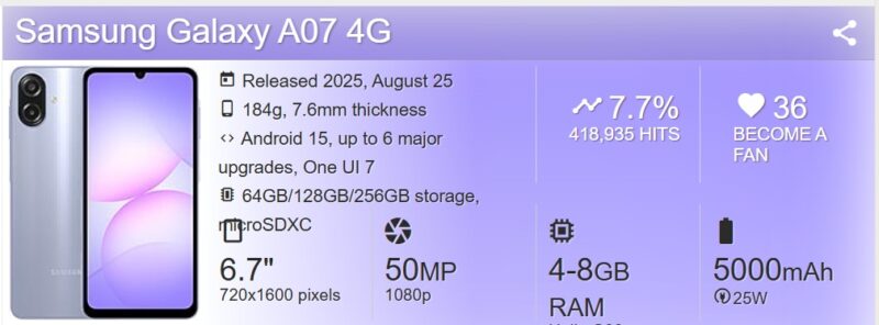 گوشی موبایل سامسونگ مدل Galaxy A07 دو سیم کارت ظرفیت 64 گیگابایت و رم 4 گیگابایت - Image 2